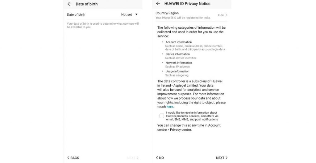 create Huawei id on its devices