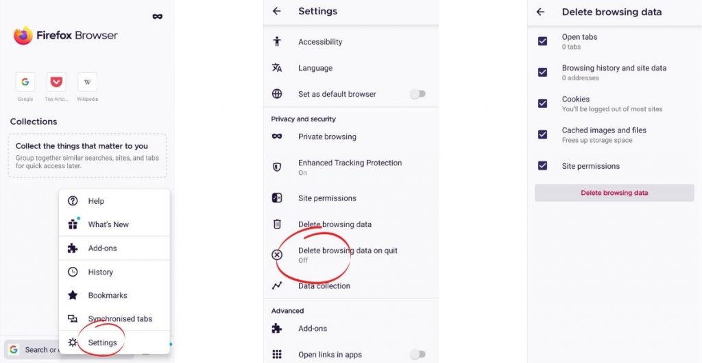 delete firefox history