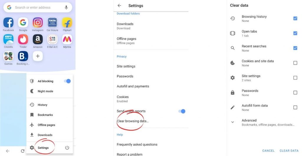 delete opera mini history