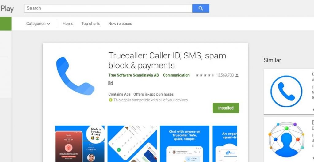 truecaller at playstore
