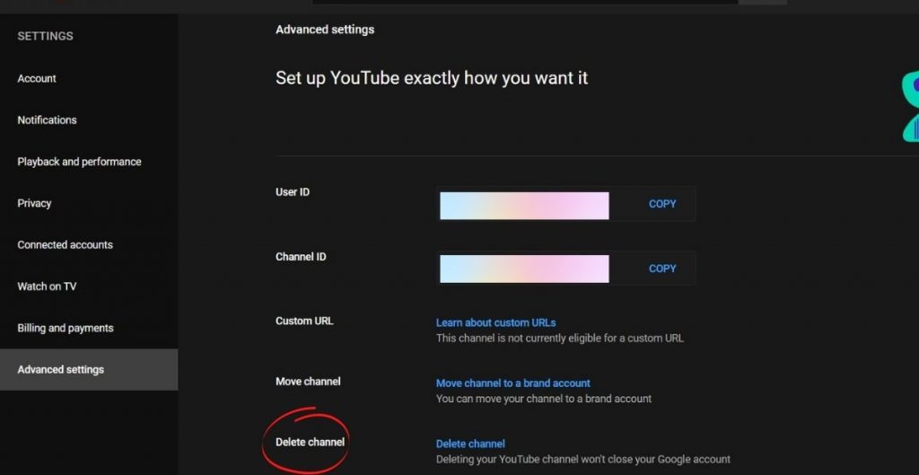 Youtube advance setting
